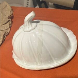 White Pumpkin Ceramic butter dish